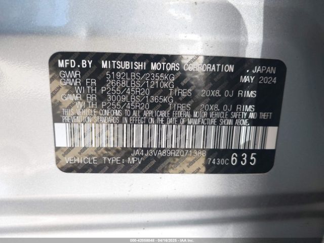 2024 MITSUBISHI OUTLANDER JA4J3VA89RZ071388 Photo 8