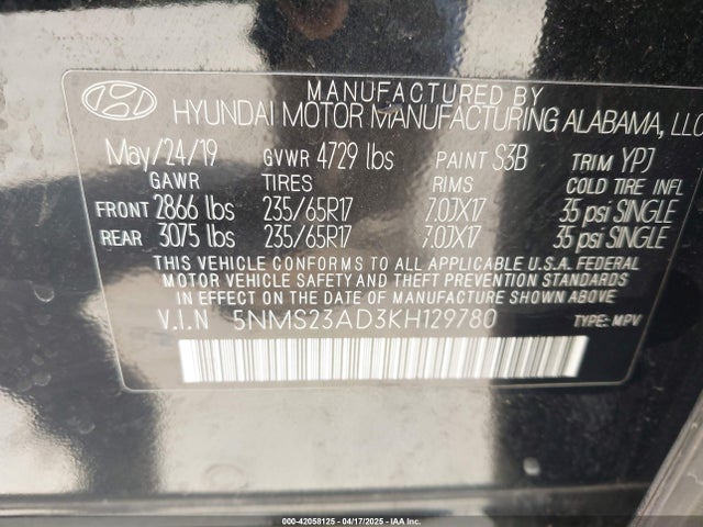 Hyundai Santa Fe Se 2019 5NMS23AD3KH129780 Image 9