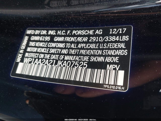 WP1AA2A21JKA07525 Porsche Cayenne Platinum Edition