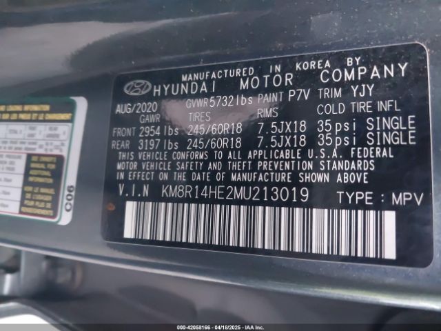 KM8R14HE2MU213019 Hyundai Palisade Se