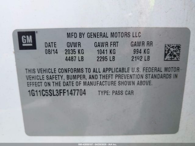 1G11C5SL3FF147704 Chevrolet MALIBU 1LT