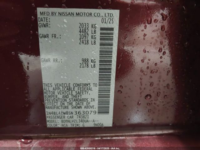 1N4BL4DW8SN363079 Nissan Altima Sv Awd