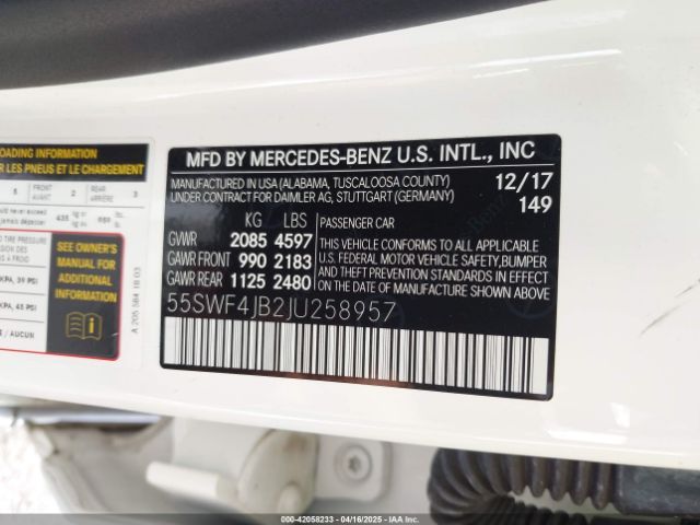 2018 MERCEDES-BENZ C 300 55SWF4JB2JU258957 Photo 8