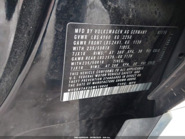 WVGBV7AX3GW519044 Volkswagen TIGUAN SE
