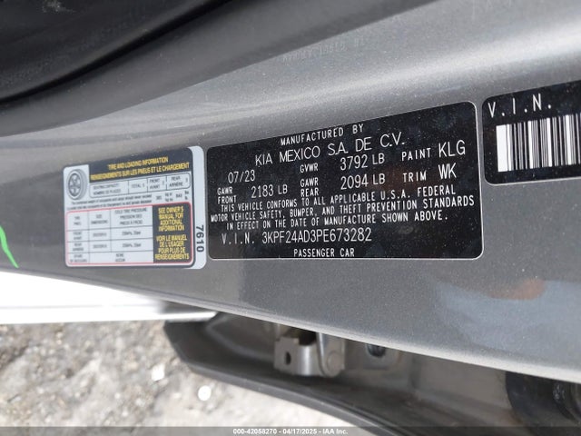 3KPF24AD3PE673282 KIA Forte Lxs