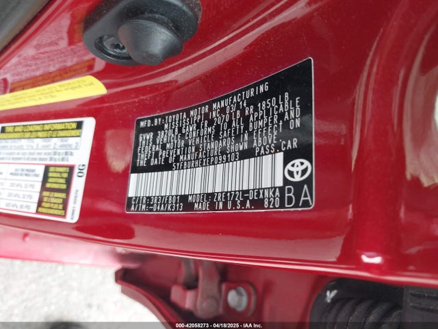 Toyota COROLLA LE 2014 5YFBURHEXEP099103 Image 9
