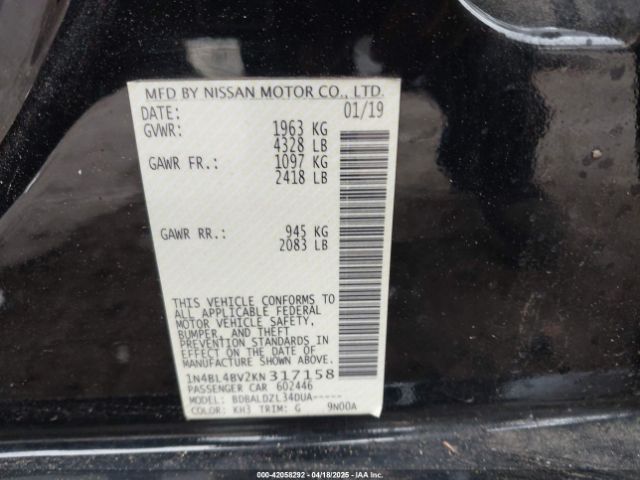 1N4BL4BV2KN317158 Nissan Altima 2.5 S