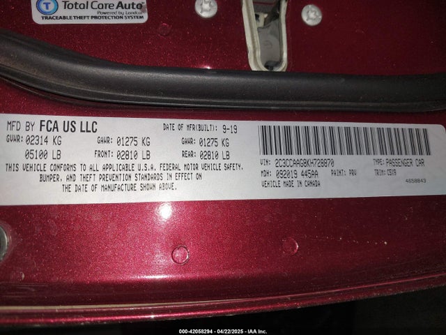 2C3CCAAG8KH728870 Chrysler 300 Touring