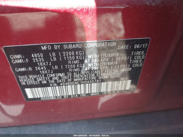 4S4BSENC1H3430791 Subaru u4