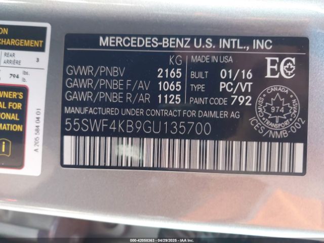 55SWF4KB9GU135700 Mercedes-Benz C 300 4matic/luxury 4matic/sport 4matic