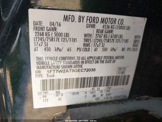 1FT7W2AT9GEC72030 Ford F-250 Xl