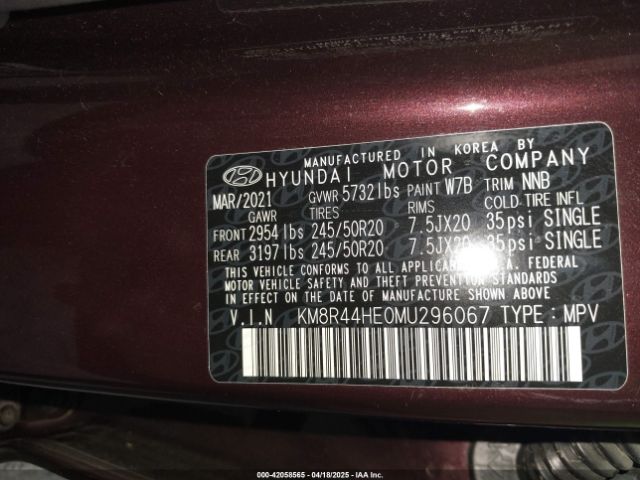 KM8R44HE0MU296067 Hyundai Palisade Sel