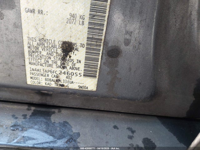 1N4AL3AP6FC246055 Nissan Altima 2.5/2.5 S/2.5 Sl/2.5 Sv