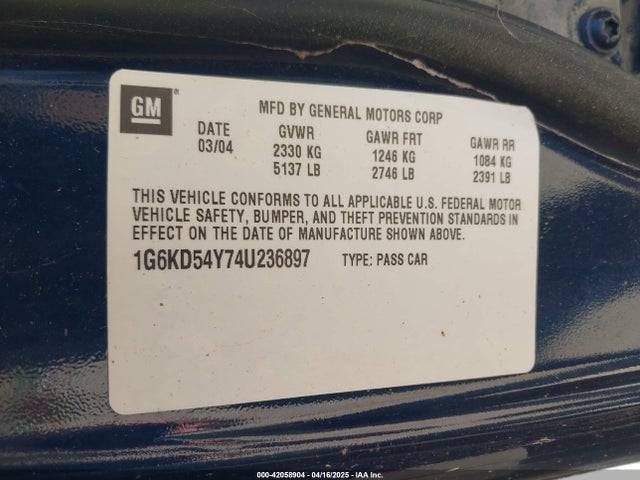 2004 CADILLAC DEVILLE 1G6KD54Y74U236897 Photo 8