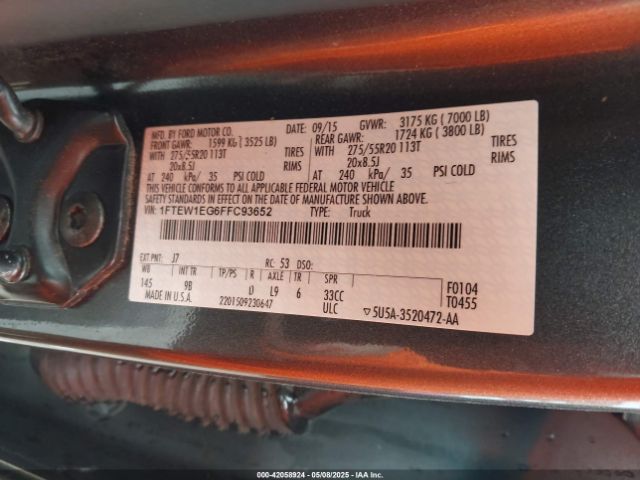 1FTEW1EG6FFC93652 Ford F-150 Platinum
