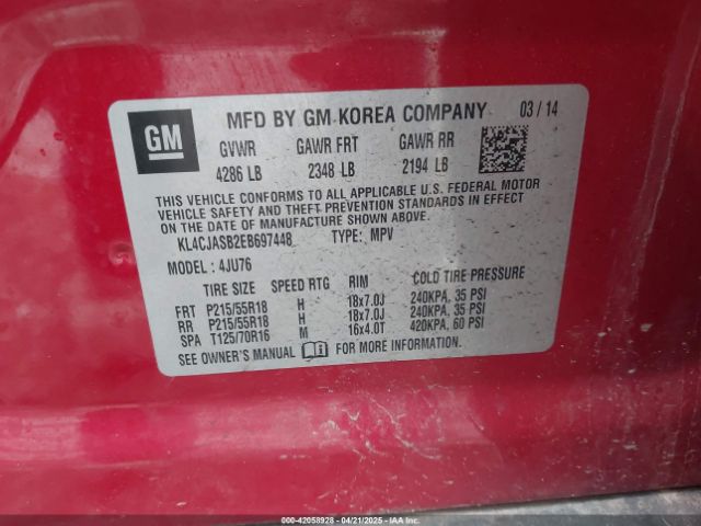 KL4CJASB2EB697448 Buick Encore