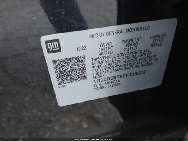 1G1ZD5ST8PF116532 Chevrolet Malibu Fwd 1lt