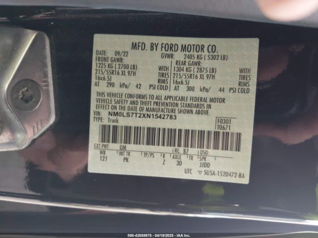 NM0LS7T2XN1542783 Ford Transit Connect Xlt Cargo Van