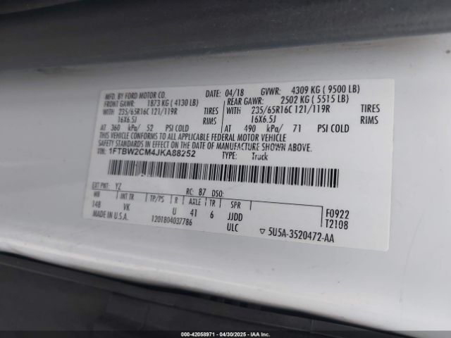 1FTBW2CM4JKA88252 Ford Transit-350