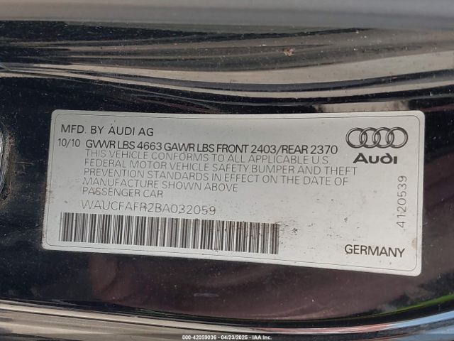 2011 AUDI A5 WAUCFAFR2BA032059 Photo 8