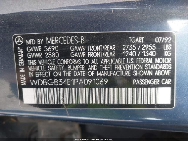 1993 MERCEDES-BENZ 300 WDBGB34E1PA091069 Photo 8