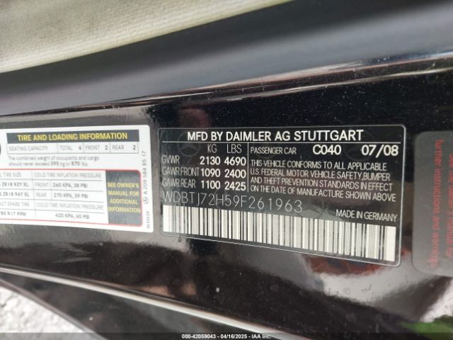 2009 MERCEDES-BENZ CLK 550 WDBTJ72H59F261963 Photo 8