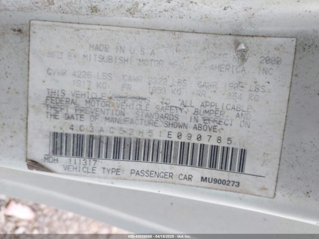 2001 CHRYSLER SEBRING 4C3AG52H51E090785 Photo 8