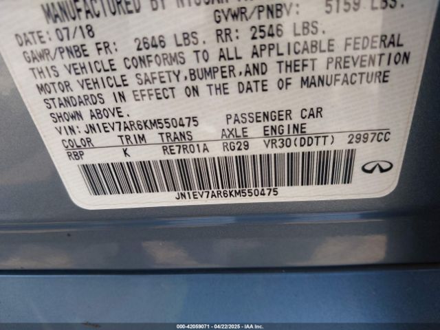 2019 INFINITI Q50 JN1EV7AR6KM550475 Photo 8