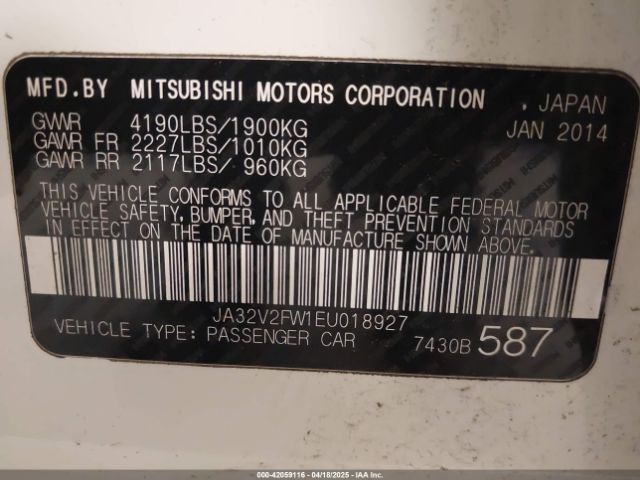 JA32V2FW1EU018927 Mitsubishi Lancer Se