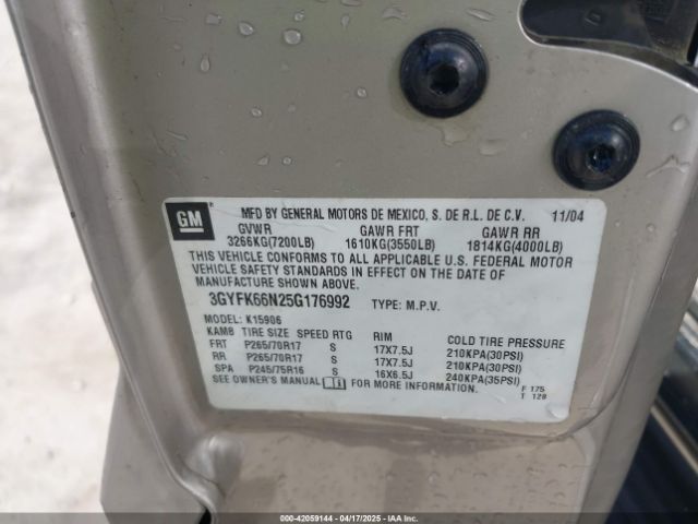 2005 CADILLAC ESCALADE ESV 3GYFK66N25G176992 Photo 8