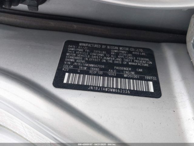 JN1BJ1AW3MW662336 Nissan Rogue Sport S Awd Xtronic Cvt