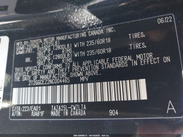 2T2GGCEZ2NC004465 Lexus Nx 350 Premium