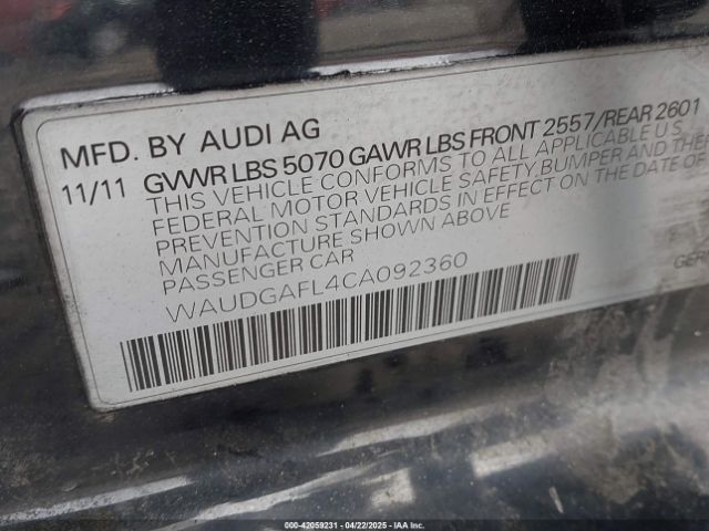 2012 AUDI S4 WAUDGAFL4CA092360 Photo 8