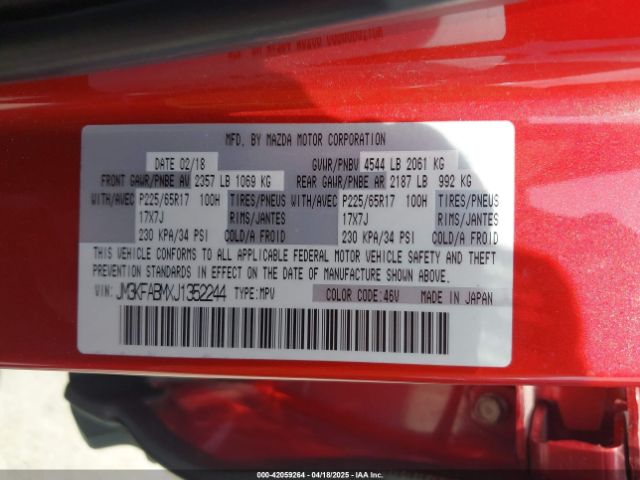 JM3KFABMXJ1352244 Mazda CX-5 SPORT