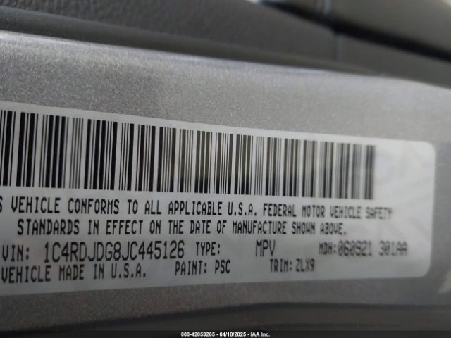 1C4RDJDG8JC445126 Dodge Durango Gt Awd