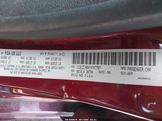 Chrysler 200 Limited 2015 1C3CCCABXFN747787 Image 9