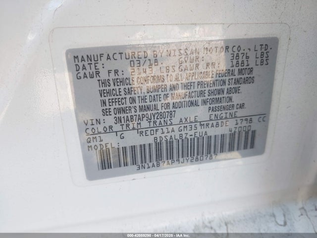 Nissan SENTRA S 2018 3N1AB7AP9JY280787 Image 9