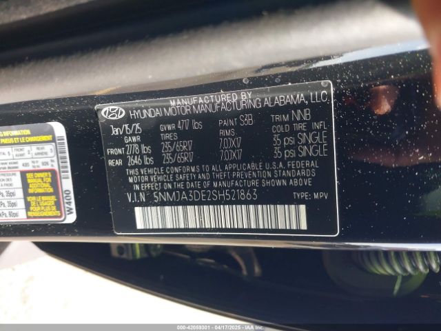 5NMJA3DE2SH521863 Hyundai TUCSON SE