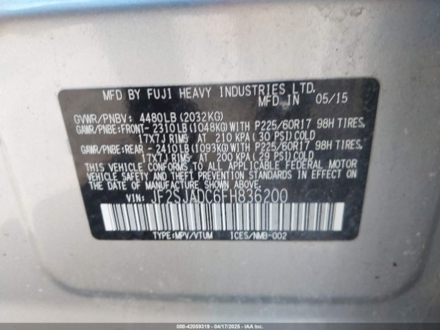 JF2SJADC6FH836200 Subaru Forester 2.5i Premium