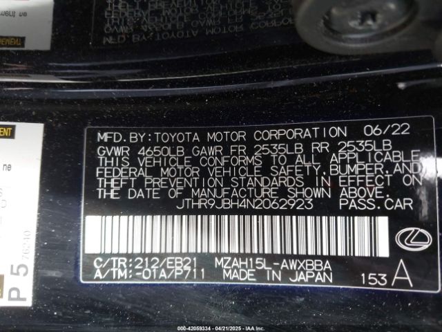 JTHR9JBH4N2062923 Lexus Ux 250h F Sport