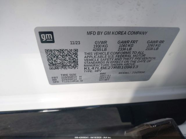 KL47LBE27RB109613 Buick Envista Sport Touring Fwd