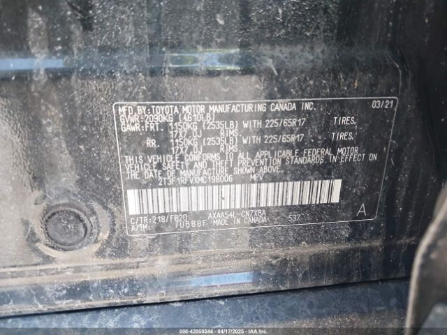 2T3F1RFVXMC198006 Toyota RAV4 LE