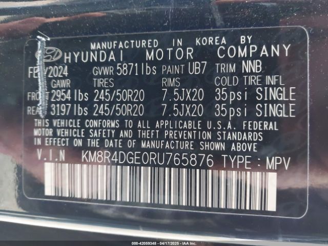 2024 HYUNDAI PALISADE KM8R4DGE0RU765876 Photo 8