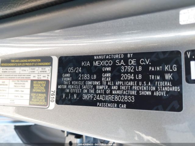 3KPF24ADXRE802833 KIA Forte Lxs