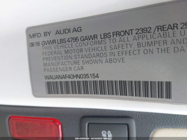 2017 AUDI A4 WAUANAF40HN035154 Photo 8