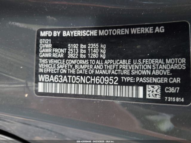 WBA63AT05NCH60952 BMW M440i Xdrive