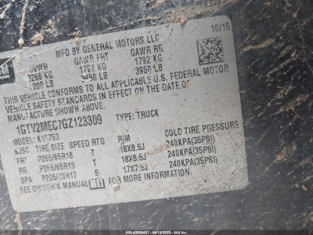 1GTV2MEC7GZ123309 GMC Sierra 1500 Sle