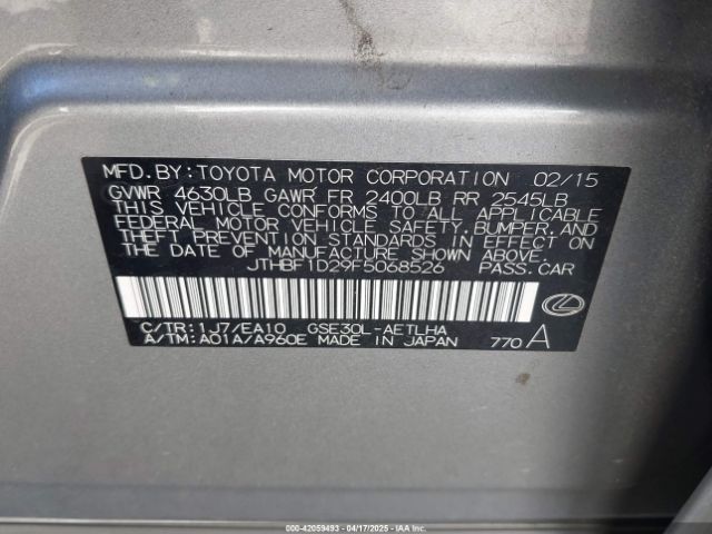 JTHBF1D29F5068526 Lexus IS 250