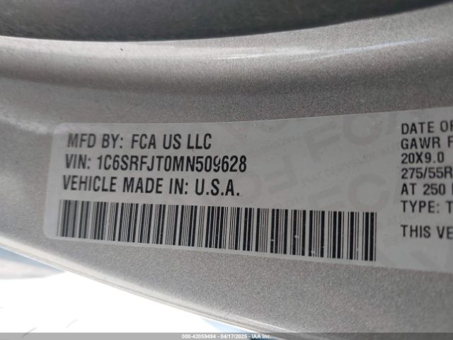 1C6SRFJT0MN509628 RAM 1500 Laramie  4x4 5'7 Box