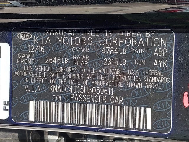 KNALC4J15H5059611 KIA Cadenza Technology